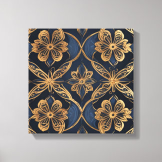 Lienzo un patrón oro y azul