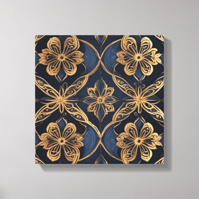 Lienzo un patrón oro y azul (Anverso)