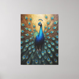 Lienzo un pavo real con sus plumas de cola extendidas