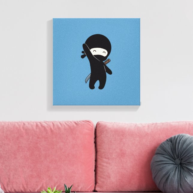 Lienzo Un pequeño Ninja feliz en azul (Insitu (Sala de estar))