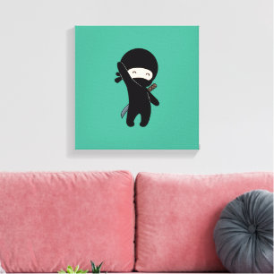Lienzo Un pequeño Ninja feliz en verde