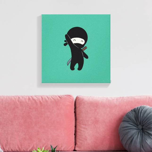 Lienzo Un pequeño Ninja feliz en verde (Insitu (Sala de estar))