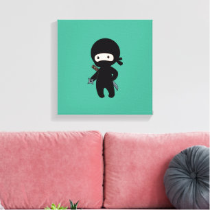 Lienzo Un pequeño Ninja sostiene una estrella arrogante e