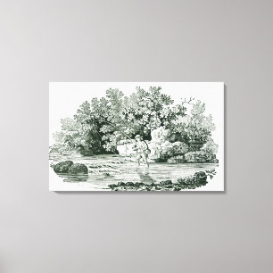 Lienzo Un pescador en una piscina del río, de 'Británic