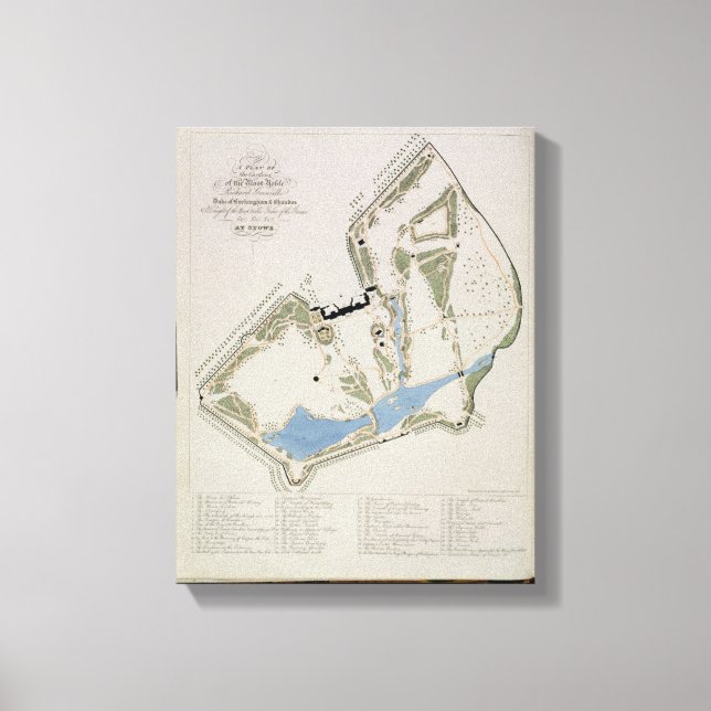 Lienzo Un plan de los jardines de Richard Grenville, Duke (Anverso)