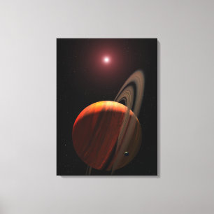 Lienzo Un planeta gigante del gas orbitando un enano rojo