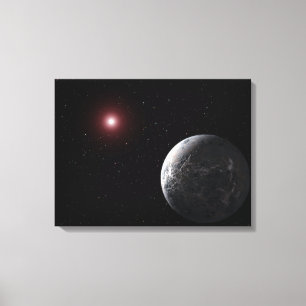 Lienzo Un planeta helado/rocoso orbitando una estrella dé