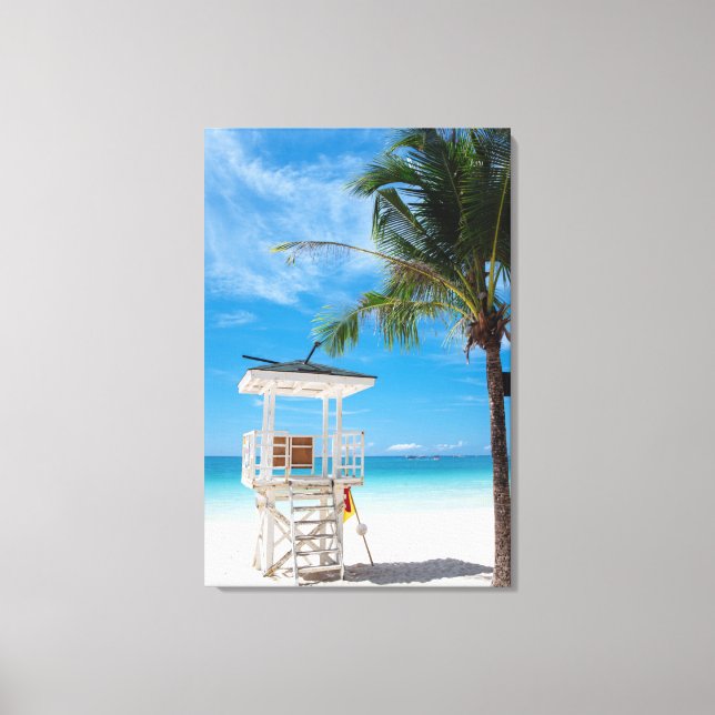 Lienzo Un post de un socorrista | Playa Blanca, Boracay (Anverso)