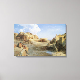 Lienzo Un pueblo indio, Laguna, Nuevo México, por Moran