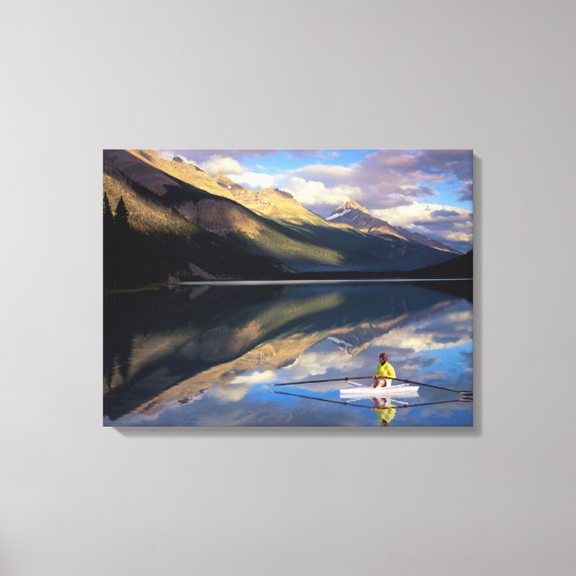 Lienzo Un remero en el lago Banff en Canadá MR) (Anverso)