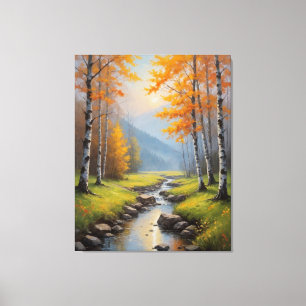 Lienzo un río que atraviesa un bosque