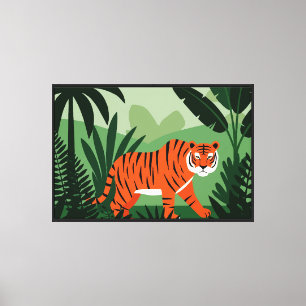 Lienzo Un tigre en una selva tropical