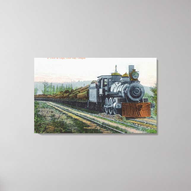 Lienzo Un tren de LogsCoos Bay, OR (Anverso)