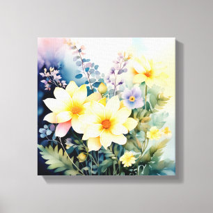 Lienzo Un Vibrante Arreglo Floral Acuarela