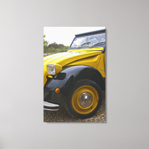 Lienzo Un viejo Citroen 2CV 2 CV negro y amarillo,