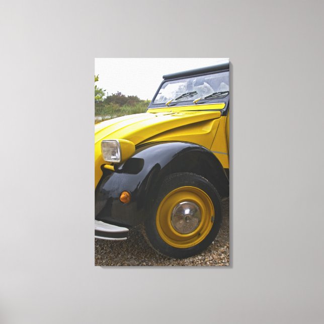 Lienzo Un viejo Citroen 2CV 2 CV negro y amarillo, (Anverso)