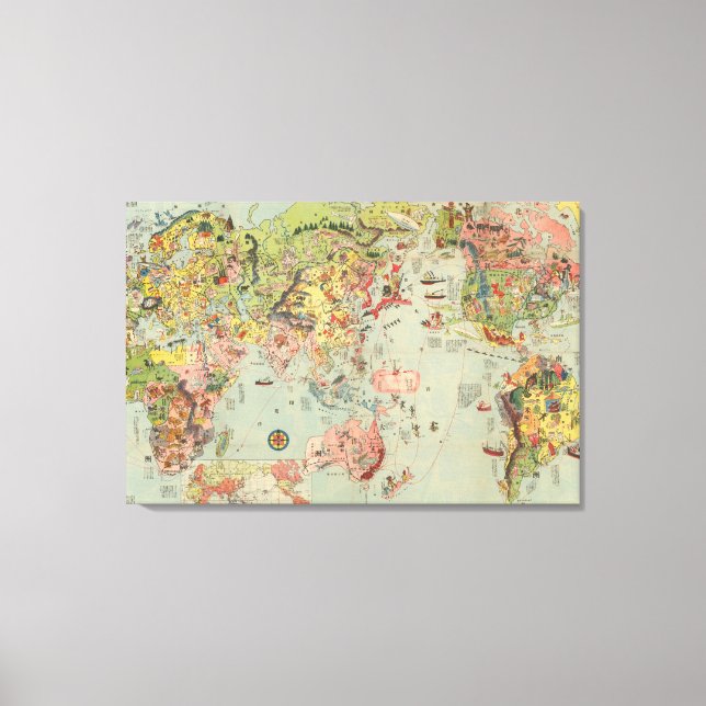 Lienzo Un vistazo al mapa mundial de las rutas aéreas mun (Anverso)