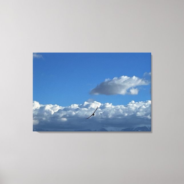 Lienzo Un vuelo bajo las nubes (Anverso)