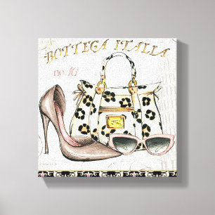 Lienzo Un zapato, un bolso, y un par de vidrios