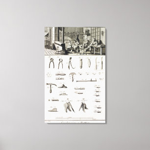 Lienzo Un zapato y un bootmaker y sus herramientas, del