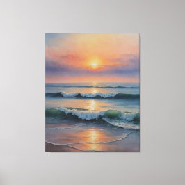 Lienzo una acuarela de olas en una playa