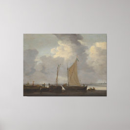 Lienzo Una calma con los pescadores descargando su captur