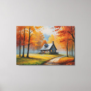 Lienzo una casa en el bosque pintando