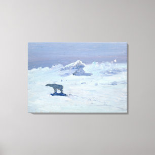 Lienzo Una caza del oso polar en la noche iluminada por