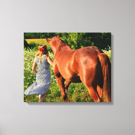 Lienzo Una Chica De Granjas Y Su Galería De Caballos Envu