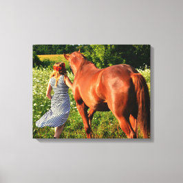 Lienzo Una Chica De Granjas Y Su Galería De Caballos Envu