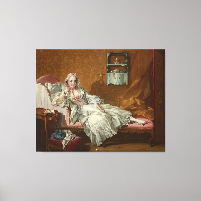 Lienzo Una dama en su cama de noche (Anverso)