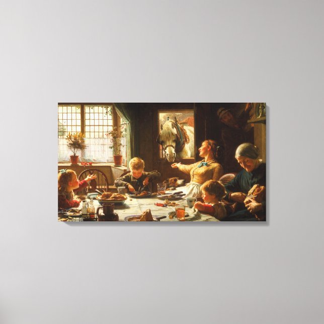 Lienzo Una de las familias (burro al ser alimentado) (Anverso)