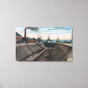Lienzo Una dique seco vacía, astillero de la marina de