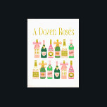 Lienzo Una docena de Rosés Rosa Botellas De Champán Vino<br><div class="desc">Botellas de champán rosa de una docena de Rosés | Pop Fizz Clink | Pop the Bubbly | Decoración del carrito de la barra de vinos | Arte Estético Femenino Rosa.</div>