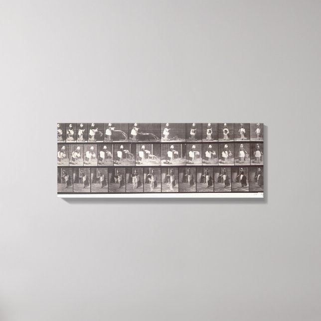 Lienzo Una empleada doméstica lanzando un balde de agua,  (Anverso)