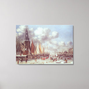 Lienzo Una escena de invierno en Ámsterdam