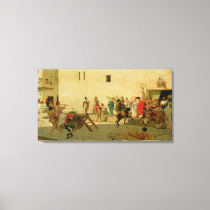 Lienzo Una escena romana de la calle con músicos y un