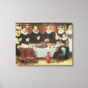 Lienzo Una familia que dice la tolerancia antes de la