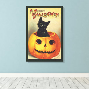 Lienzo Una Feliz Halloween de Ellen Clapsaddle, Gato Anti