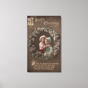 Lienzo Una feliz Navidad, niños pequeños abrazando