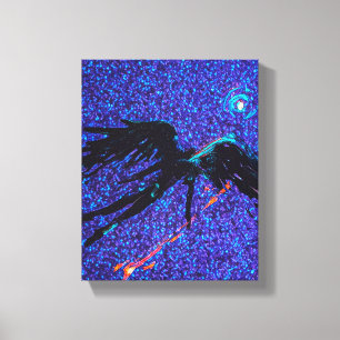 Lienzo Una figura alada oscura sobrevolando el espacio