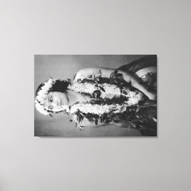 Lienzo Una fotografía hawaiana de bailarina de hula en Ha (Anverso)