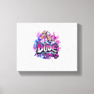 Lienzo Una Girafa Con Pajamas Y Una Pista De Patinaje