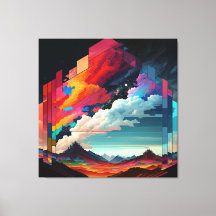 Una imagen de un cielo colorido con una montaña en
