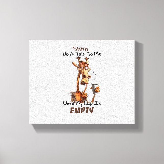 Lienzo Una jirafa fría con una taza de café  (Anverso)