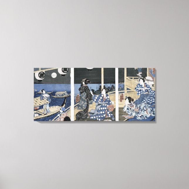 Lienzo Una luna de otoño sobre Fukagawa (Anverso)