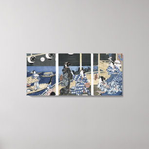 Lienzo Una luna del otoño sobre Fukagawa