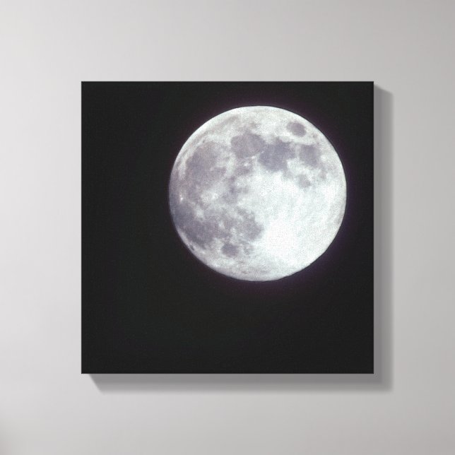 Lienzo Una luna llena brillante en un cielo negro nocturn (Anverso)
