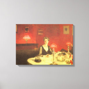Lienzo Una mesa de comedor por la noche por John Singer S