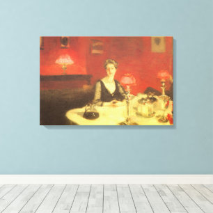 Lienzo Una mesa de comedor por la noche por John Singer S